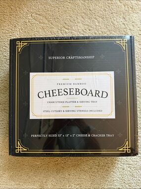 Premium Bamboo Cheeseboard Charcuterie Platter - Black & Gold